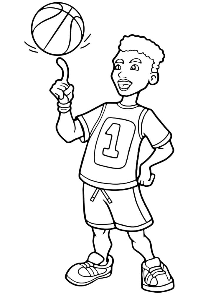 젊은 농구 선수 coloring page