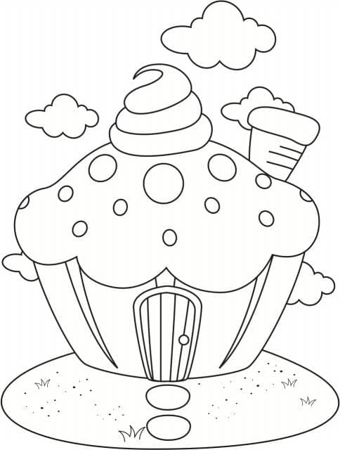 컵케이크 하우스 coloring page