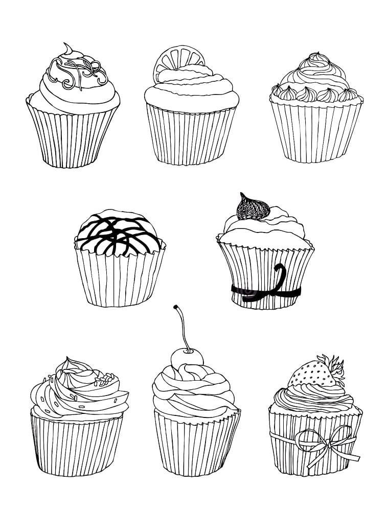 컵케이크 무료 인쇄 가능 coloring page