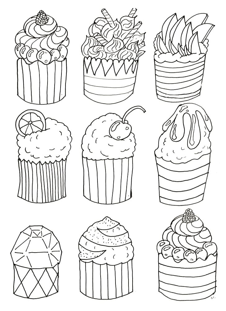 컵케이크 무료 coloring page