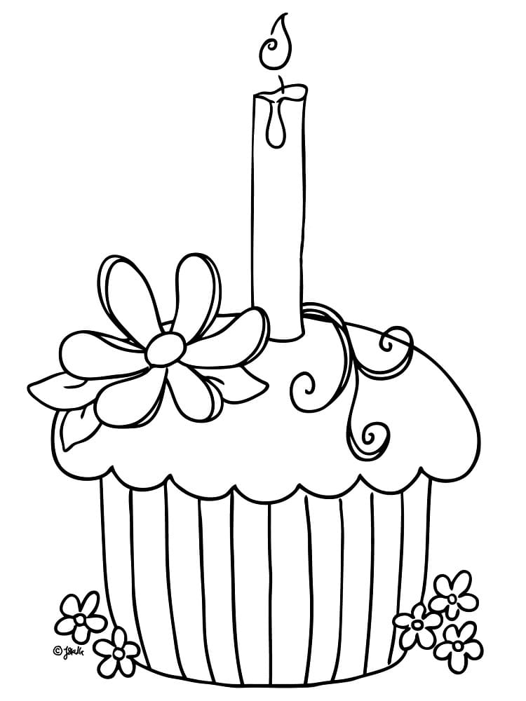 컵케이크 위의 촛불 coloring page