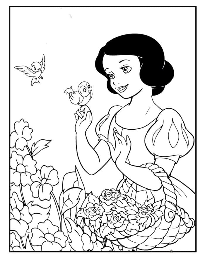 꽃을 든 백설공주 coloring page