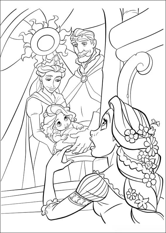 라푼젤 공주와 그녀의 가족 coloring page