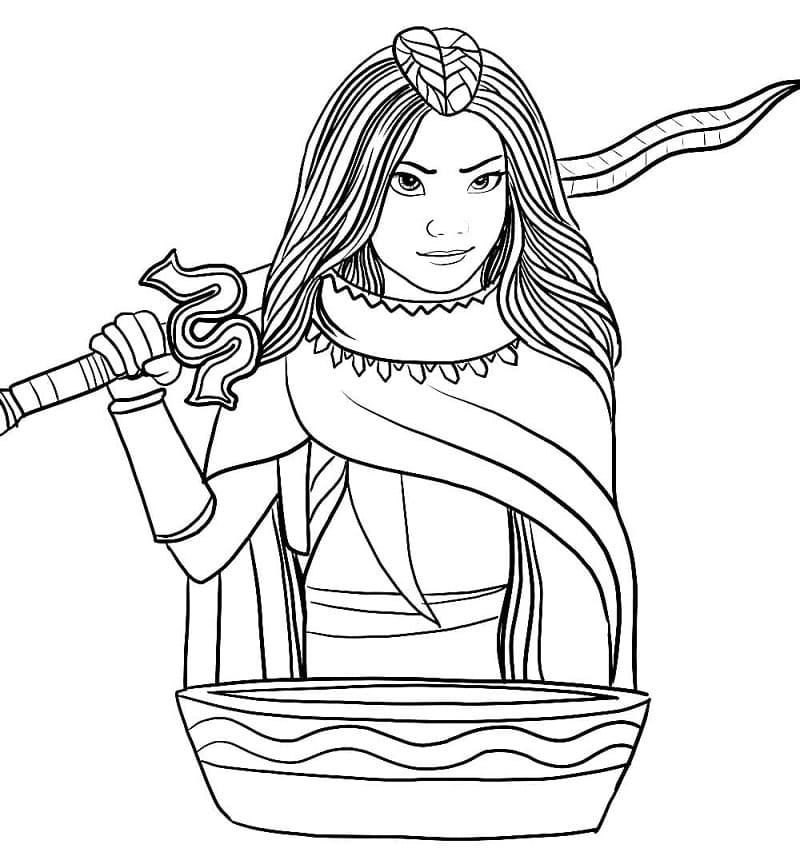 라야와 마지막 드래곤의 검을 들고 있는 라야 coloring page