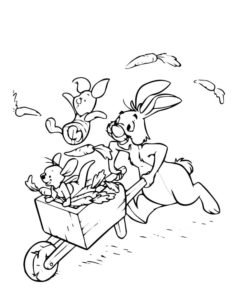 루와 토끼와 함께 있는 피글렛 coloring page