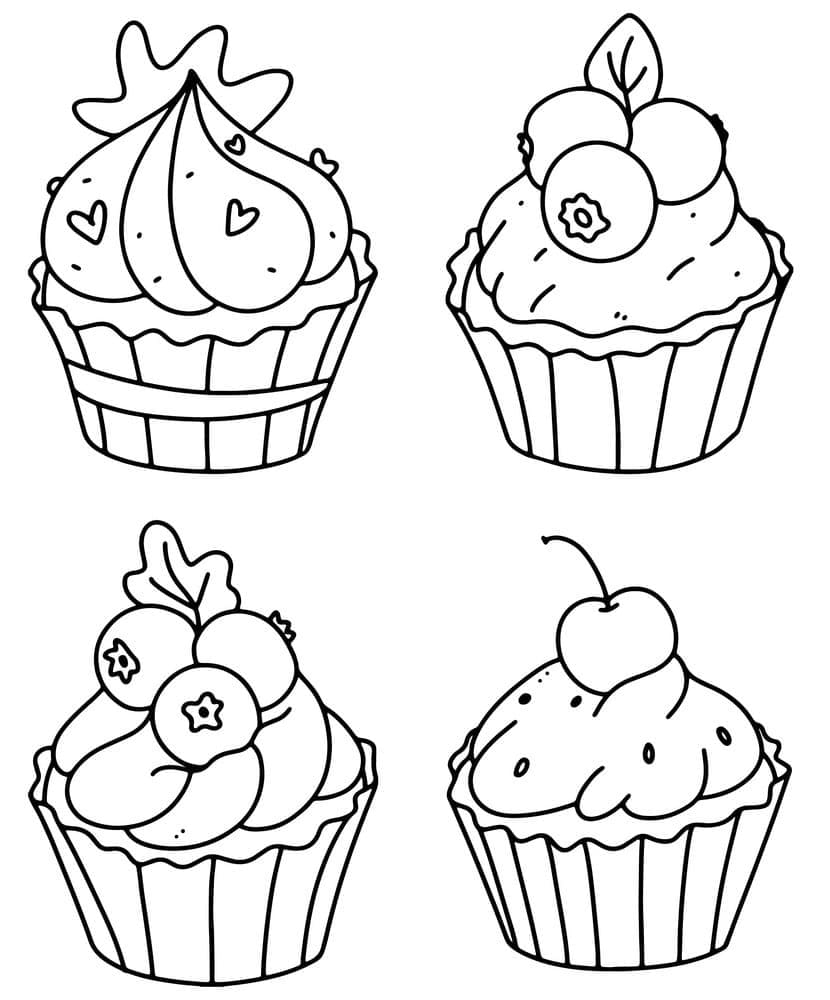 맛있는 컵케이크 coloring page