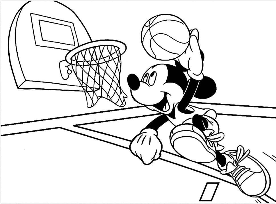 미키 마우스 농구 coloring page