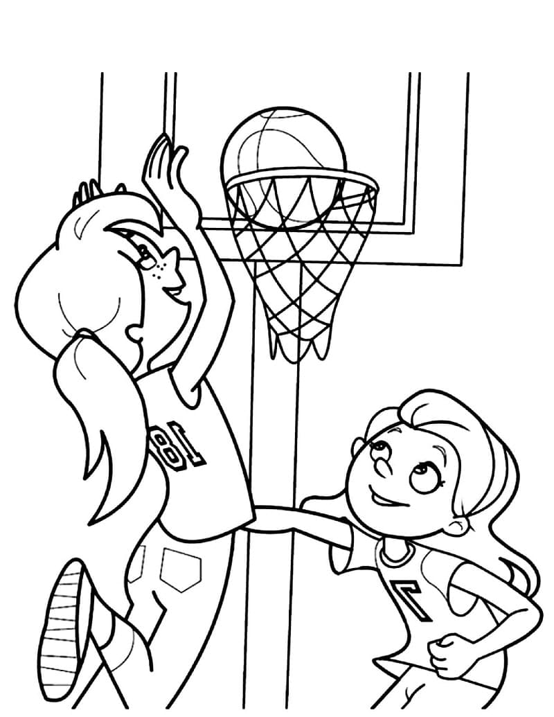 농구하는 소녀들 coloring page