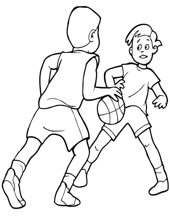 농구하는 소년들 coloring page