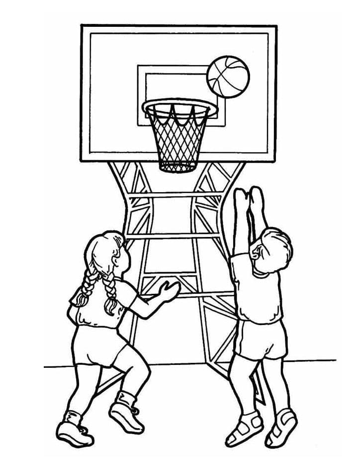 농구를 하는 아이 coloring page