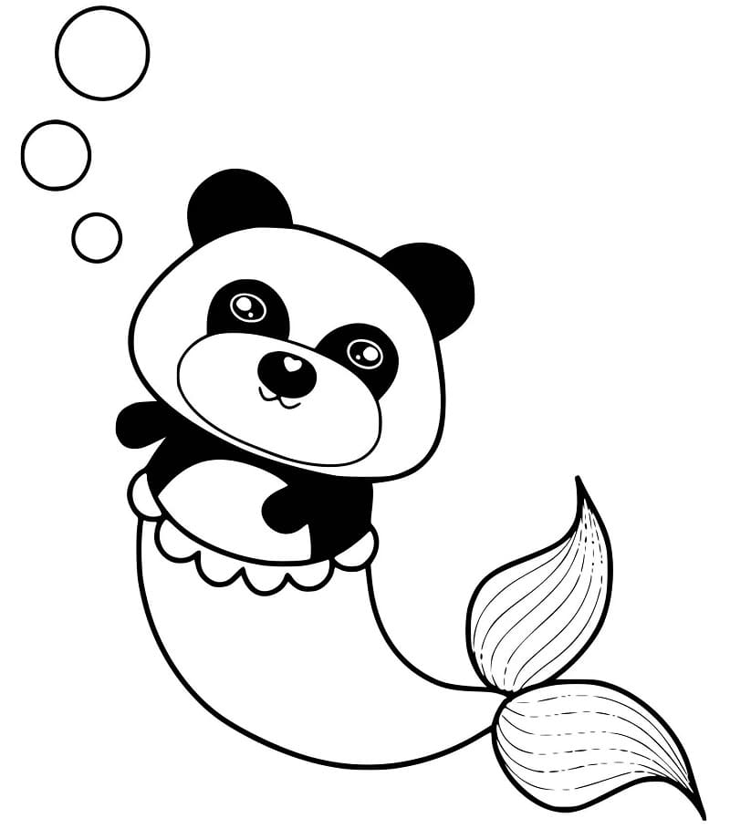 팬더 인어 coloring page