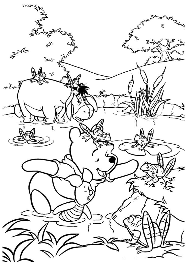 푸와 개구리 coloring page