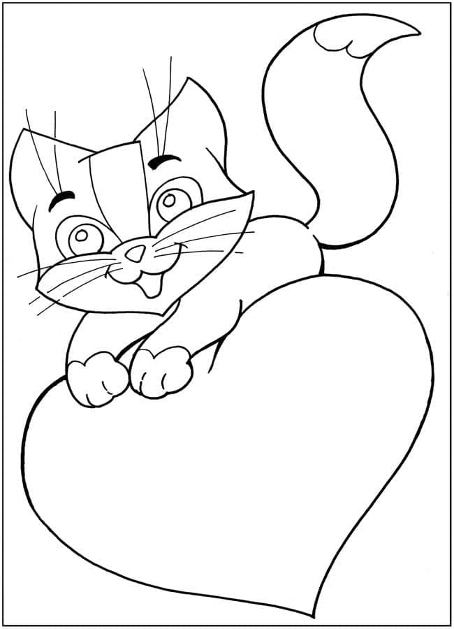 새끼 고양이와 하트 coloring page