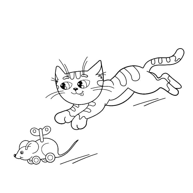 새끼 고양이와 쥐 장난감 coloring page