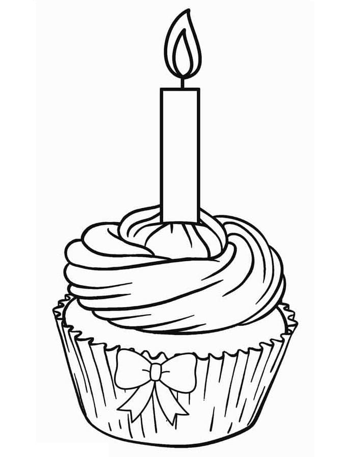 생일 축하 컵케이크 coloring page