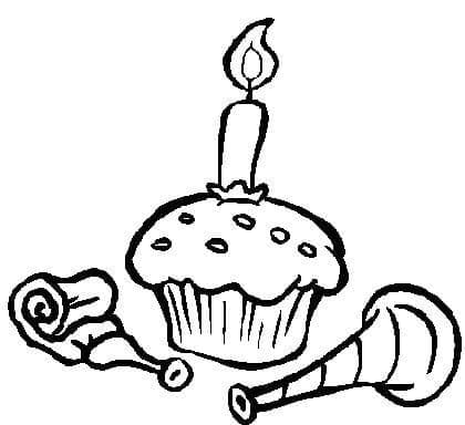 생일 컵케이크 coloring page