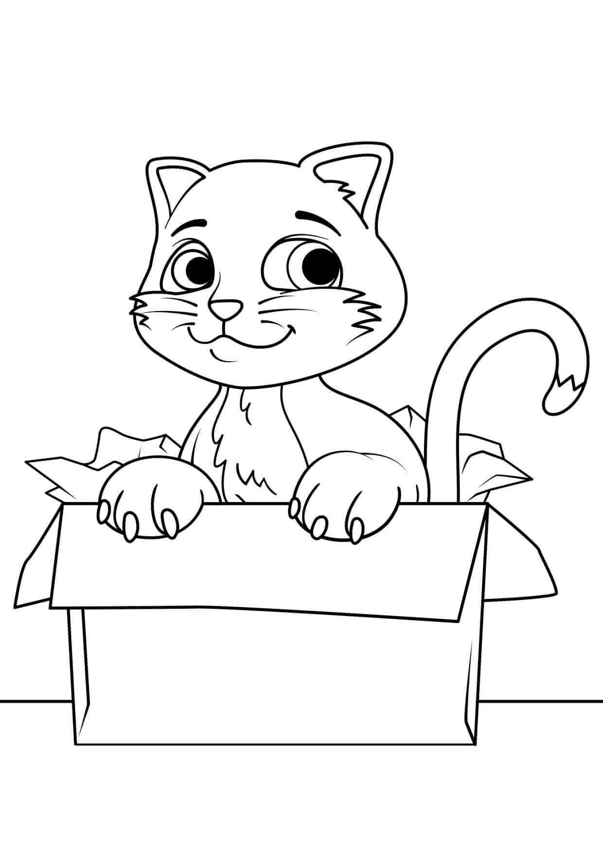 상자 속의 새끼 고양이 coloring page