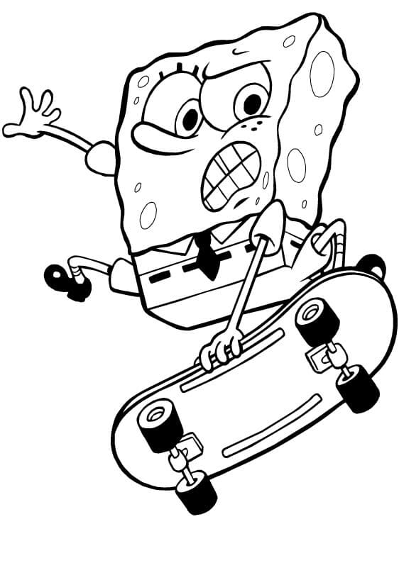 스폰지밥 스케이트보드 coloring page