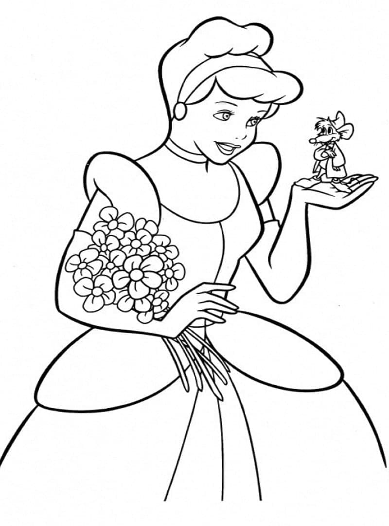 신데렐라 공주와 쥐 coloring page