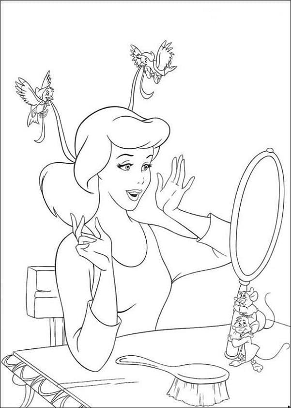 신데렐라가 꾸미고 있다 coloring page