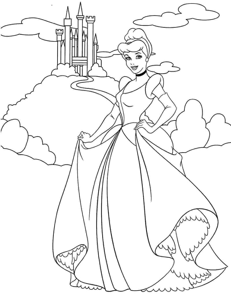 신데렐라와 성 coloring page