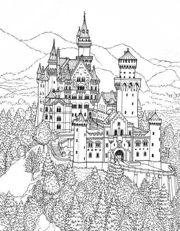 숲 속의 성 coloring page