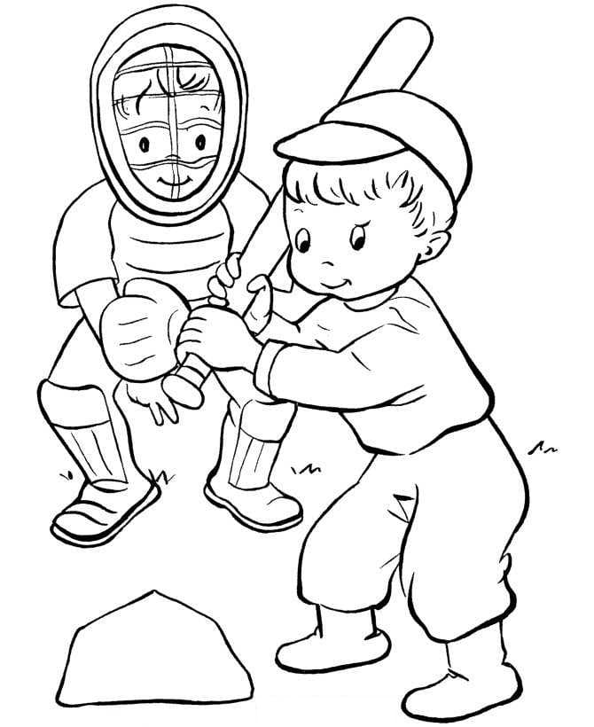 야구를 하는 아이 coloring page