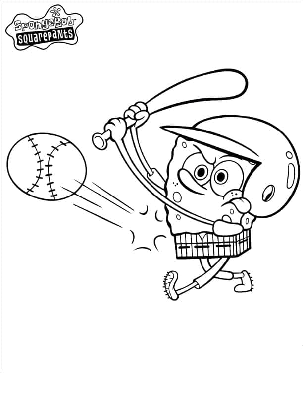 야구와 스폰지밥 coloring page