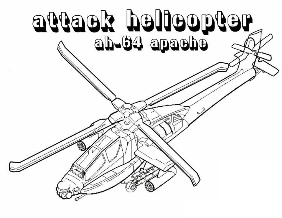 AH-64 아파치 공격 헬리콥터 coloring page