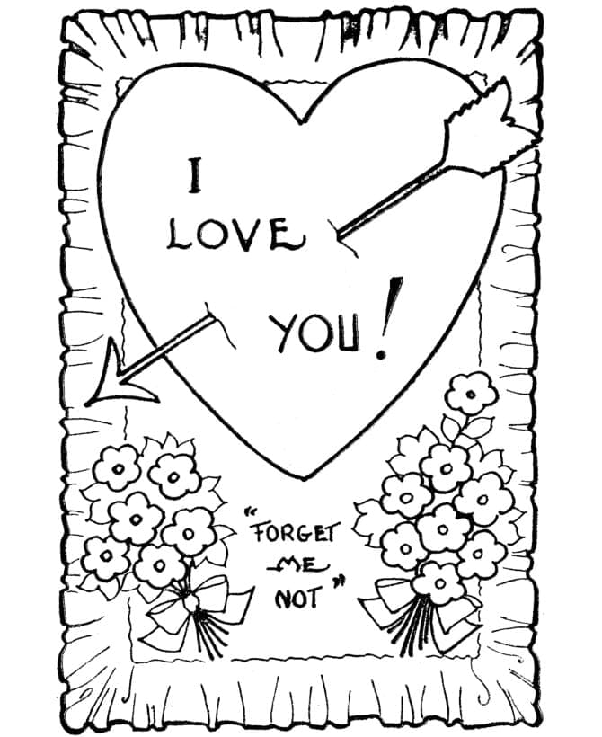 발렌타인 카드 당신을 사랑합니다 coloring page