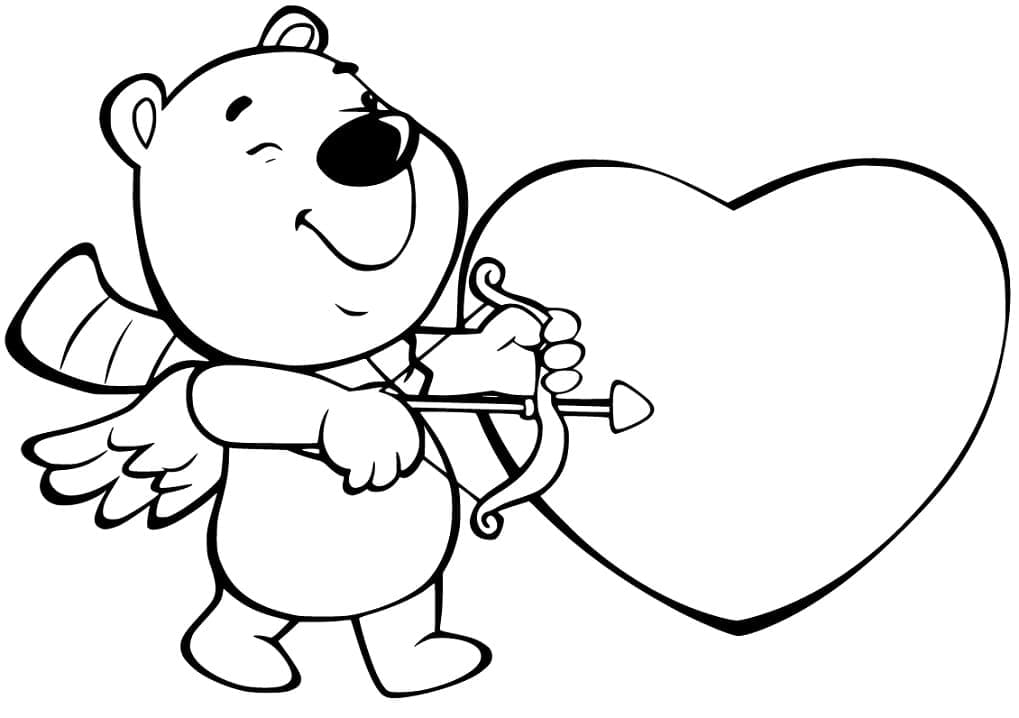 발렌타인 큐피드 곰 coloring page