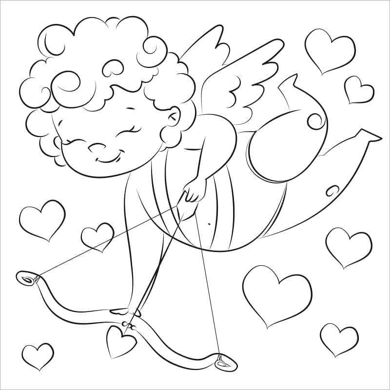 발렌타인데이를 위한 큐피드 coloring page