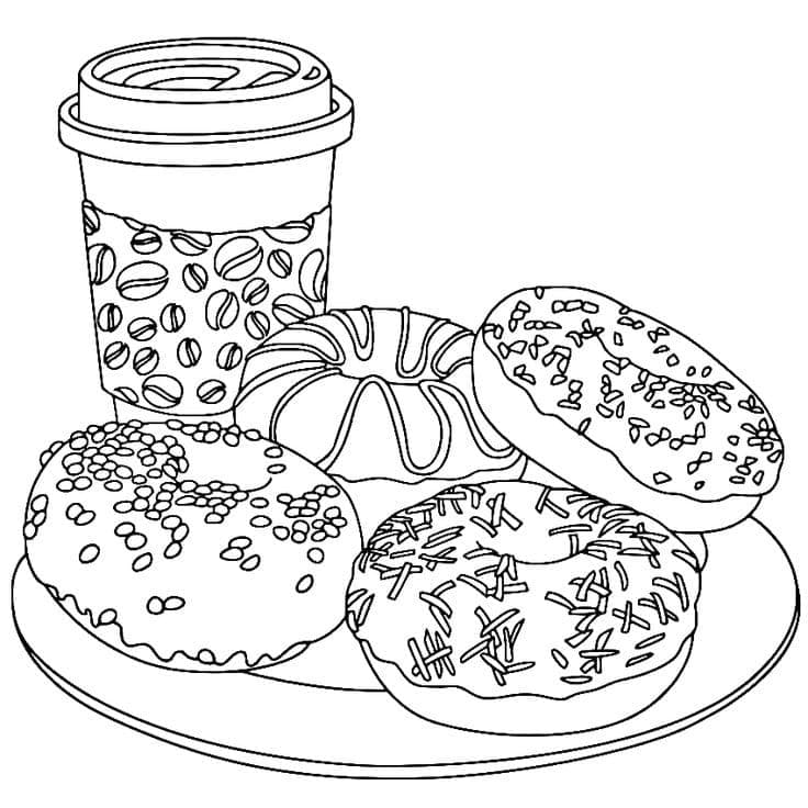 도넛과 커피 coloring page