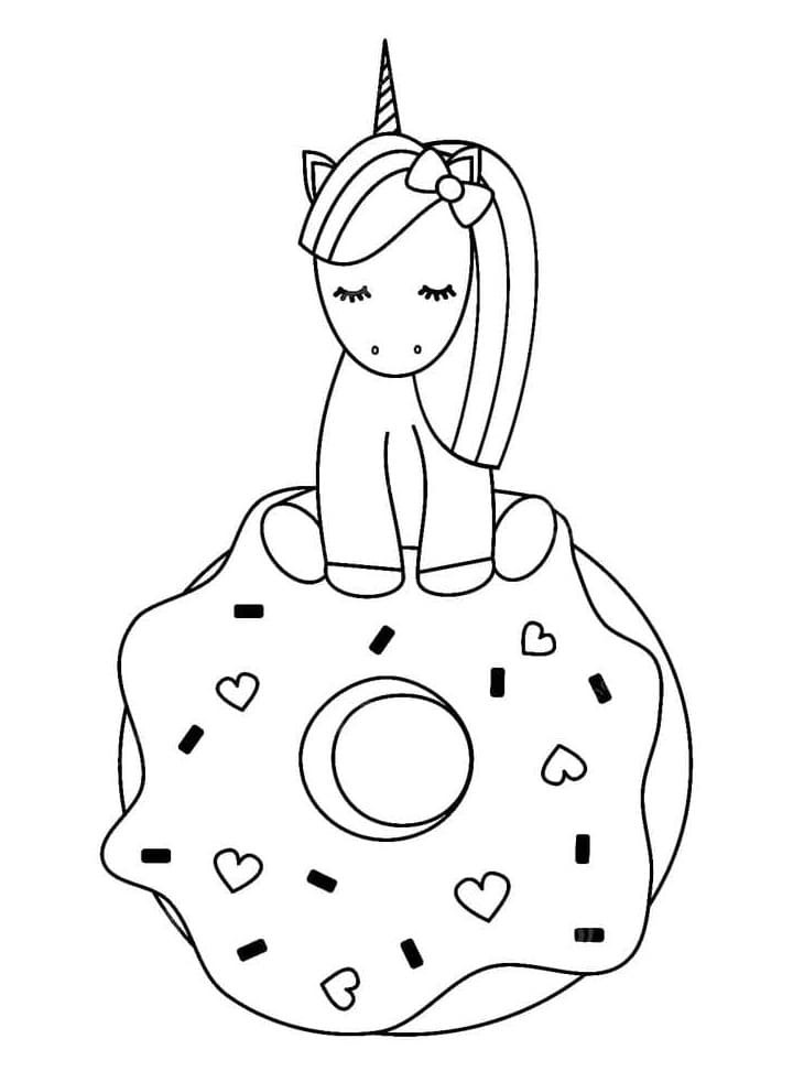 도넛과 유니콘 coloring page