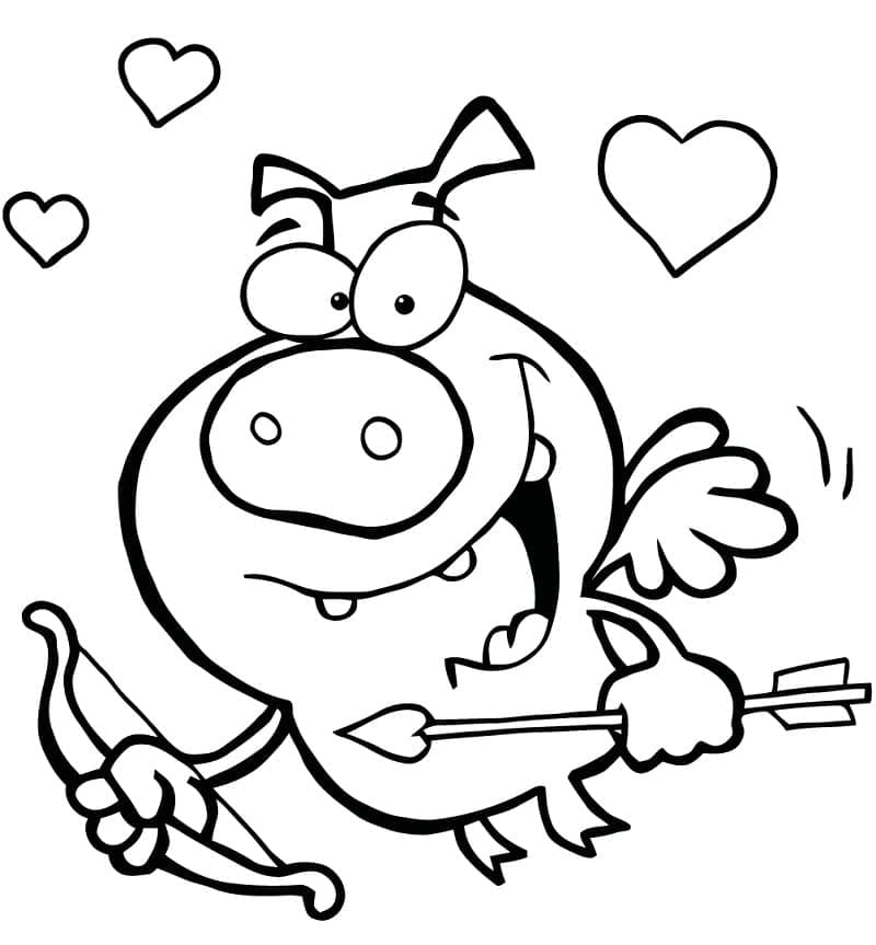 돼지 큐피드 coloring page