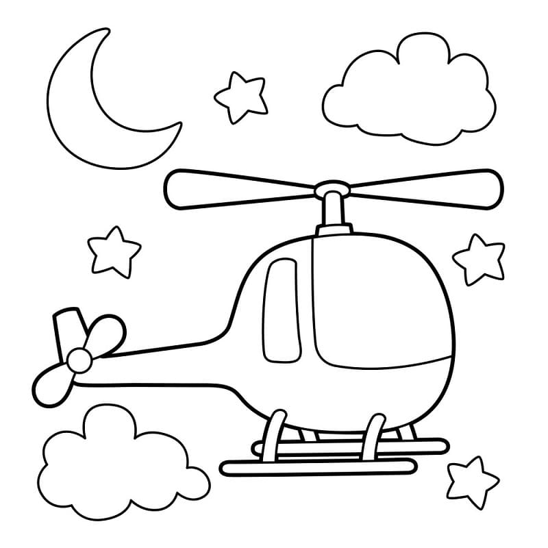 어린이를 위한 귀여운 헬리콥터 무료 coloring page