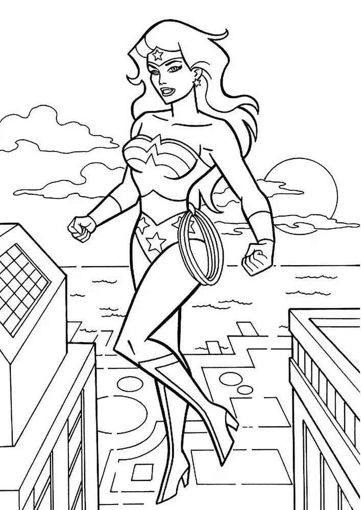 행복한 원더우먼 coloring page