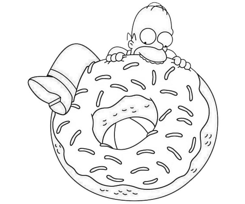 호머 심슨과 자이언트 도넛 coloring page