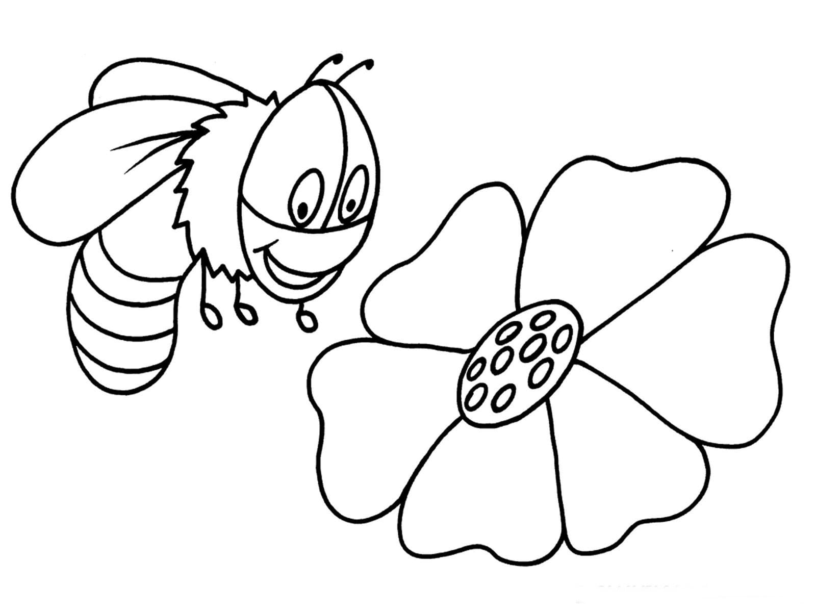 재미있는 벌과 꽃 coloring page