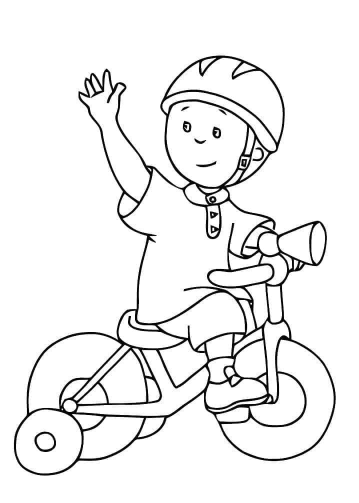 자전거를 타고 있는 까이유 coloring page