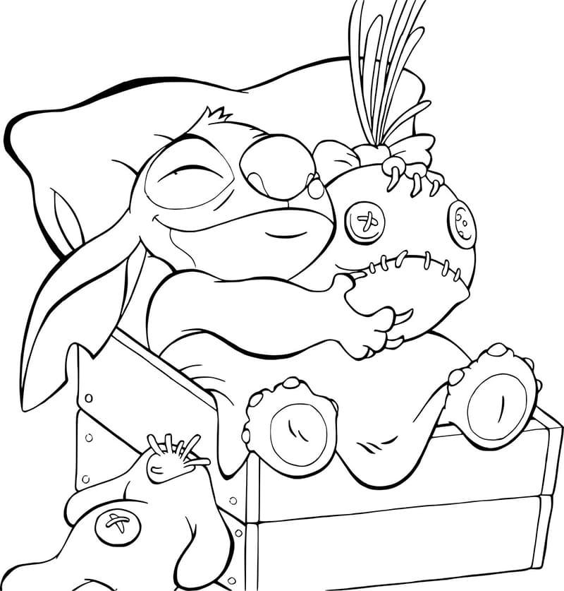 잠자는 스티치 coloring page