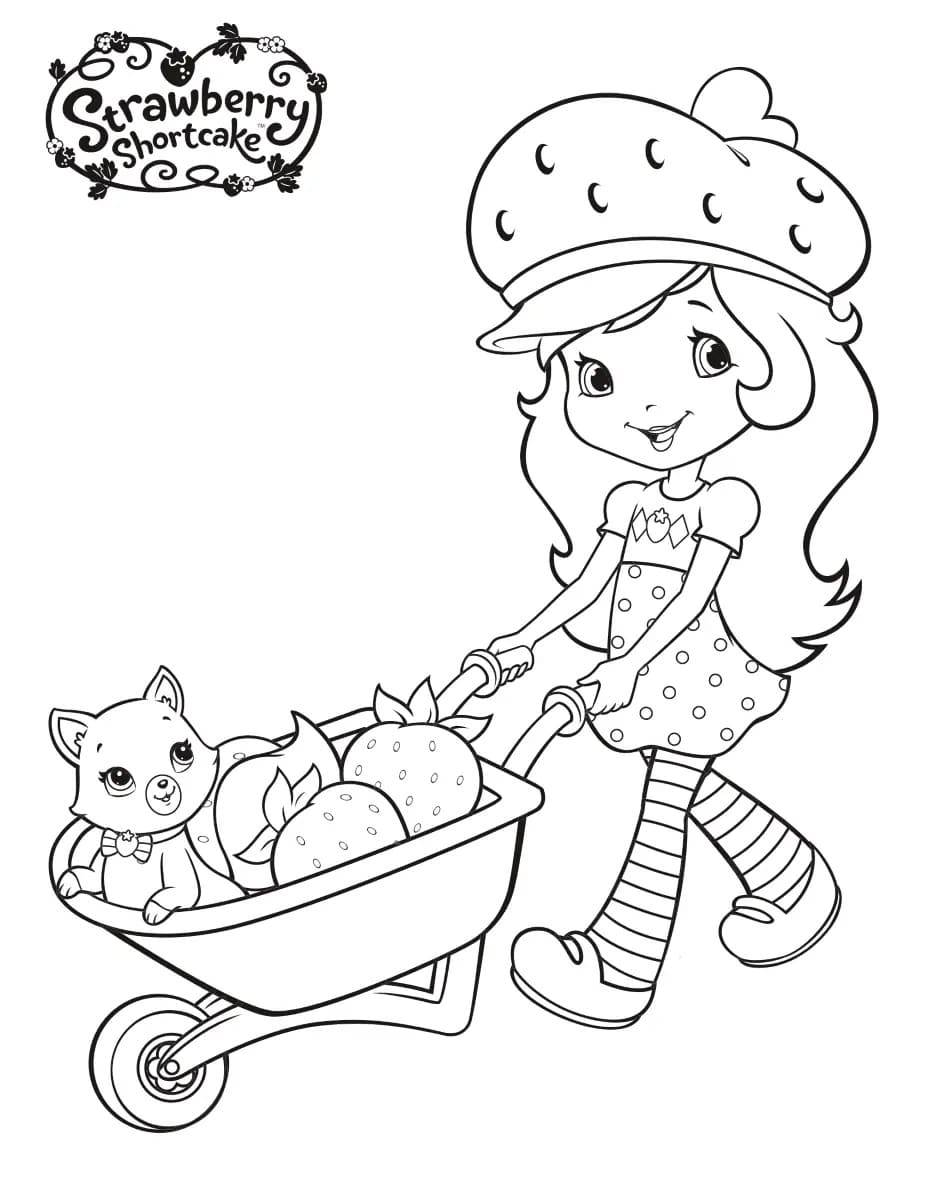 커스터드와 딸기 쇼트케이크 coloring page