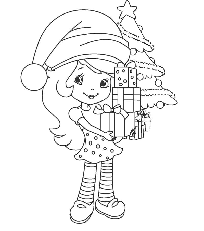 크리스마스 딸기 쇼트케이크 coloring page