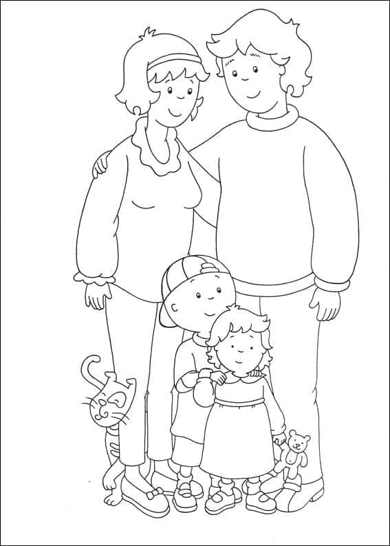 까이유 가족 coloring page