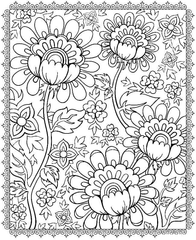 꽃 사이키델릭 coloring page