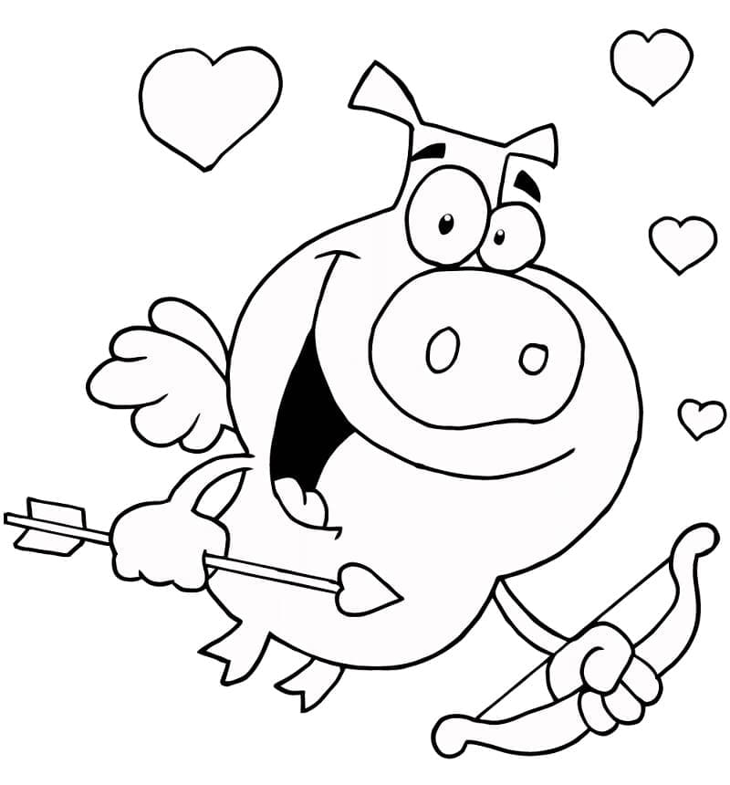 큐피드 돼지 coloring page