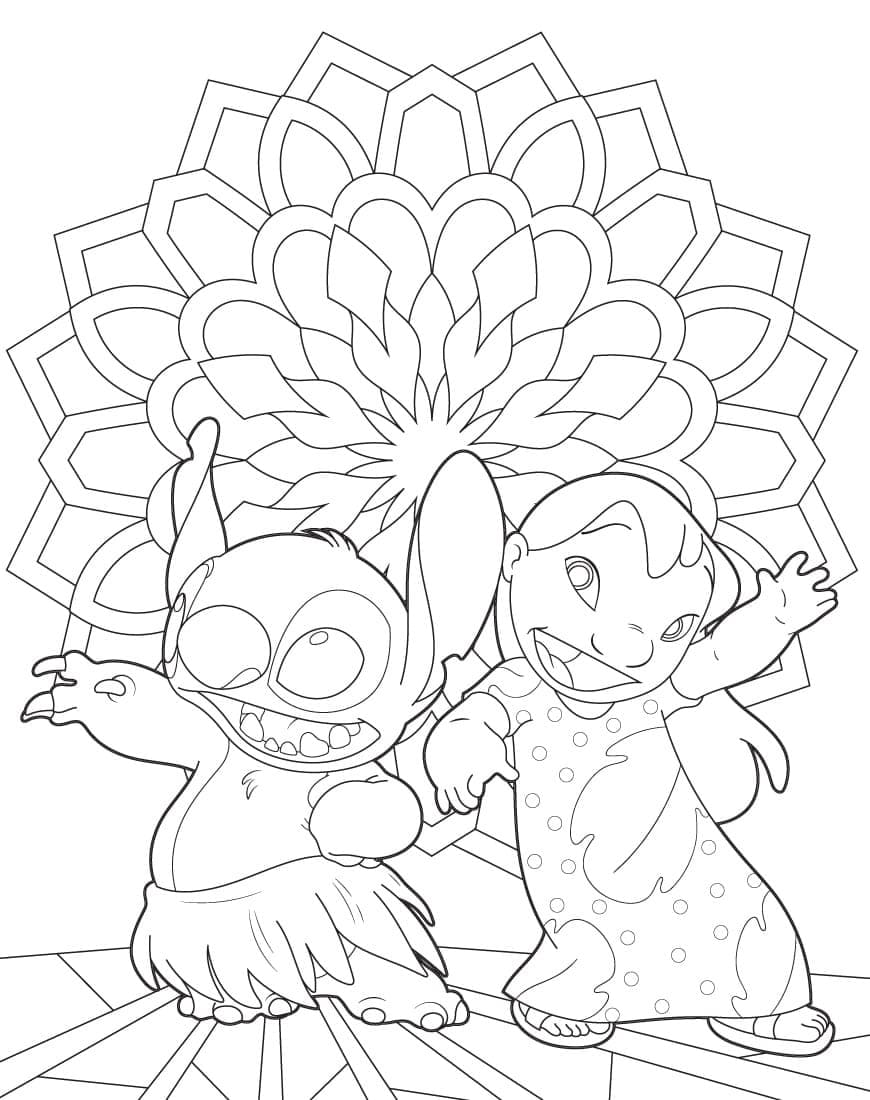 릴로와 스티치의 춤 coloring page