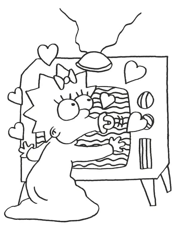 매기 심슨과 TV coloring page