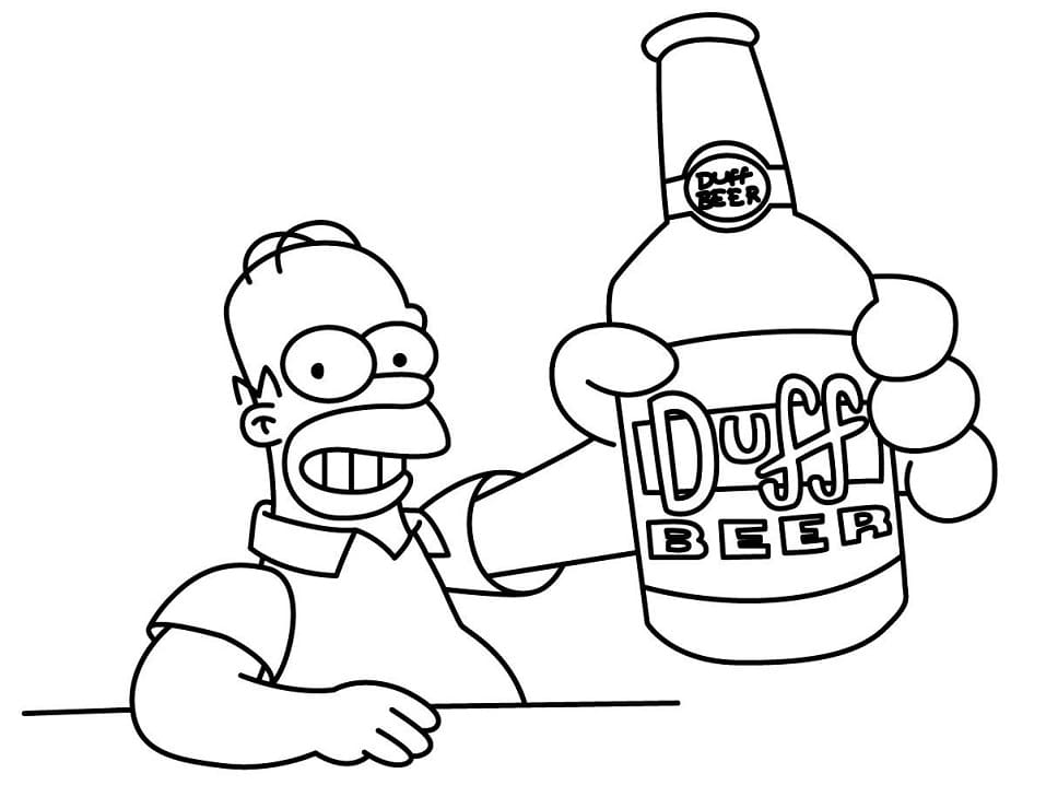 맥주병을 들고 있는 호머 심슨 coloring page