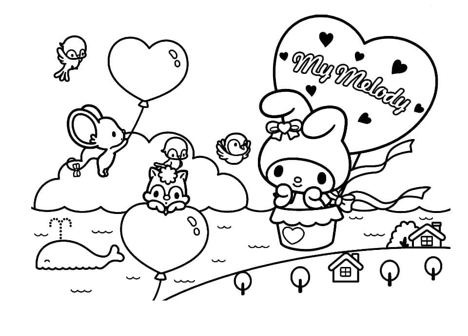 마이멜로디가 귀엽다 coloring page